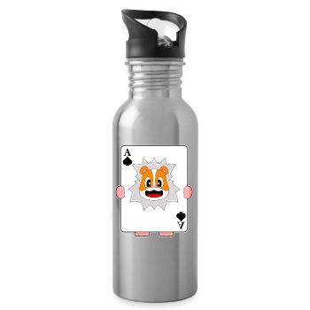 Hamster Poker Pokerkarten - Trinkflasche mit integriertem Trinkhalm - Lightsilver - Rechts