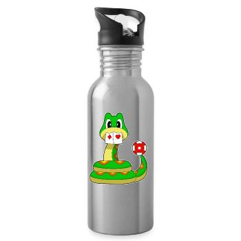 Schlange Poker Pokerkarten - Trinkflasche mit integriertem Trinkhalm - Lightsilver - Rechts