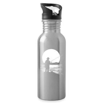 Angler Grafik - Trinkflasche mit integriertem Trinkhalm - Lightsilver - Rechts