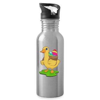 Œufs de Pâques au canard - Gourde avec paille intégrée - argent clair - Droite