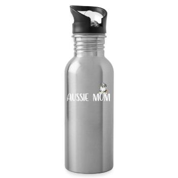 Funny Australian Shepherd Mama I Aussie Mom - Water bottle with straw - silver - Right