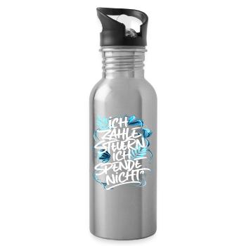 Ich zahle Steuern! ich spende nicht - Trinkflasche mit integriertem Trinkhalm - Lightsilver - Rechts
