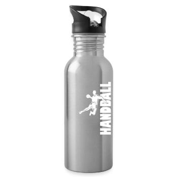 Handball Player Handball Ball Handball Game - Water bottle with straw - silver - Right