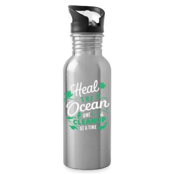 Ocean Save Purification Step - Water bottle with straw - silver - Right