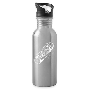 Skateboard Drawing - Water bottle with straw - silver - Right