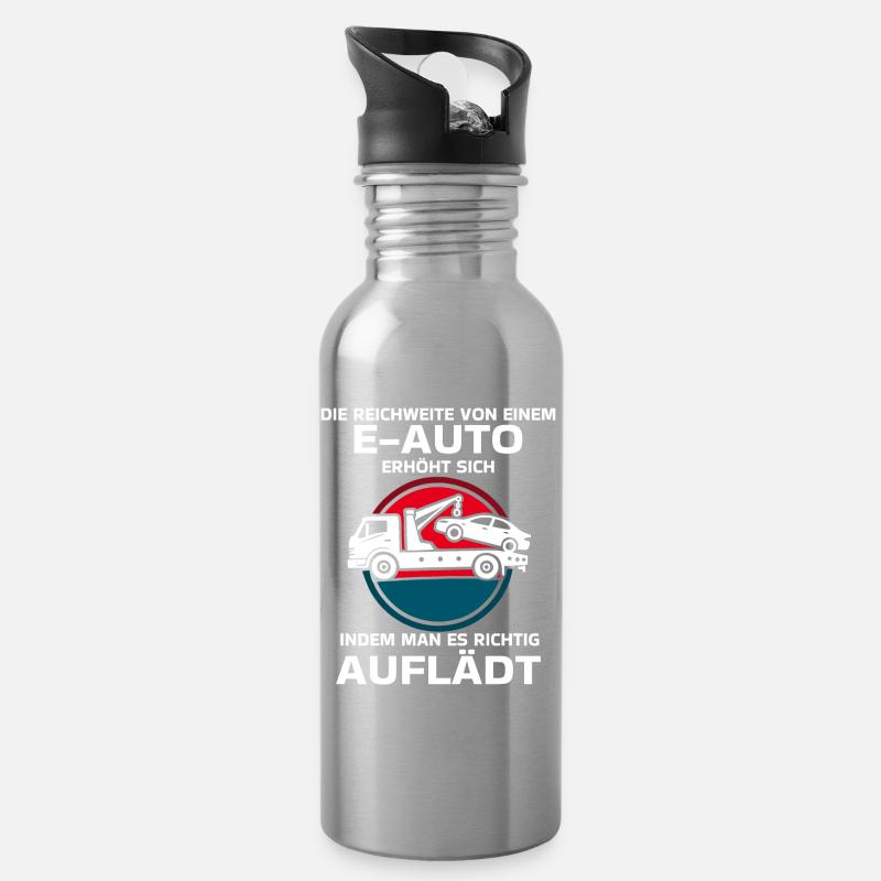 Elektroauto Laden Humor - Trinkflasche mit integriertem Trinkhalm - Lightsilver