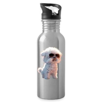 Maltese Little Maltese Dog Love Sweet Maltese - Water bottle with straw - silver - Right