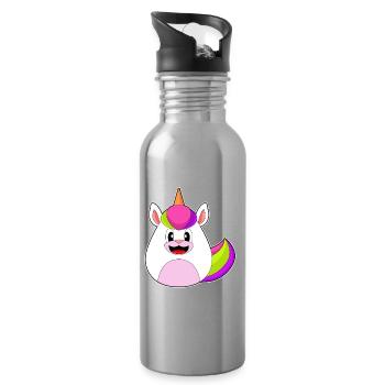 Einhorn Ostern Osterei - Trinkflasche mit integriertem Trinkhalm - Lightsilver - Rechts