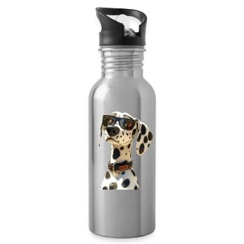 Dalmatian Dog Lover I Love Dalmatians - Water bottle with straw - silver - Right
