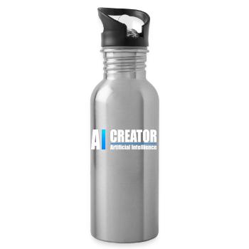 AI Creator Artificial Intelligence Enthusiast - Water bottle with straw - silver - Right