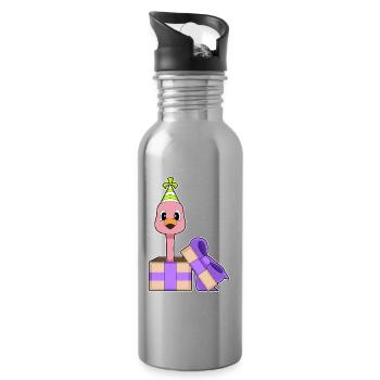 Chapeau de fête d’anniversaire Flamingo - Gourde avec paille intégrée - argent clair - Droite