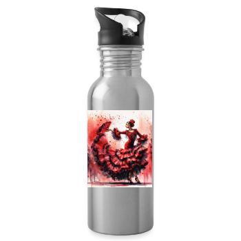 Flamenco Dancer's Passion - Water bottle with straw - silver - Right