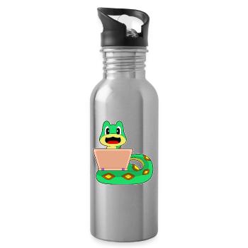 Snake Laptop - Water bottle with straw - silver - Right
