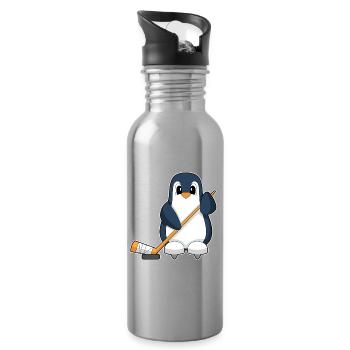 Pinguin Eishockey Eishockeyschläger - Trinkflasche mit integriertem Trinkhalm - Lightsilver - Rechts