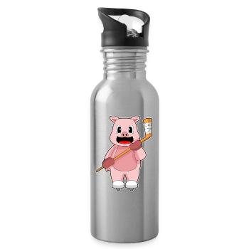 Pig Bâton de Hockey Sur Glace - Gourde avec paille intégrée - argent clair - Droite