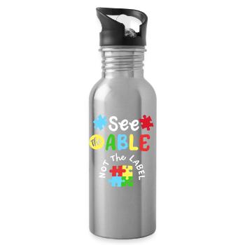 Autismus Bewusstsein SPED Lehrer - Trinkflasche mit integriertem Trinkhalm - Lightsilver - Rechts