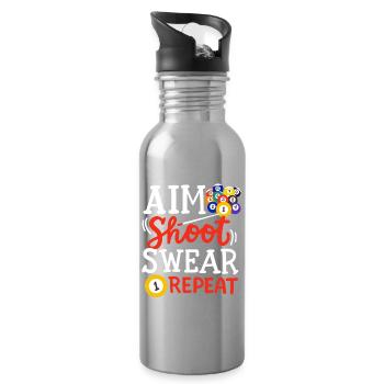 Billardspieler Billard - Trinkflasche mit integriertem Trinkhalm - Lightsilver - Rechts