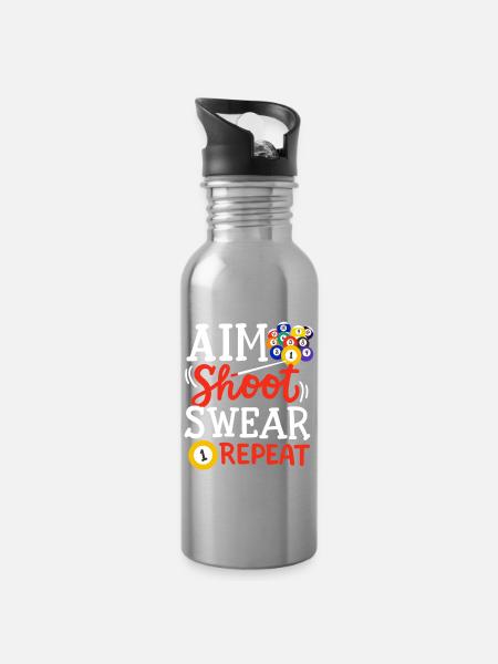 Billardspieler Billard - Trinkflasche mit integriertem Trinkhalm - Lightsilver