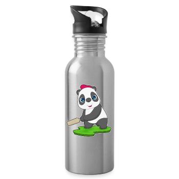 Panda Cricket Cricket Bats - Water bottle with straw - silver - Right
