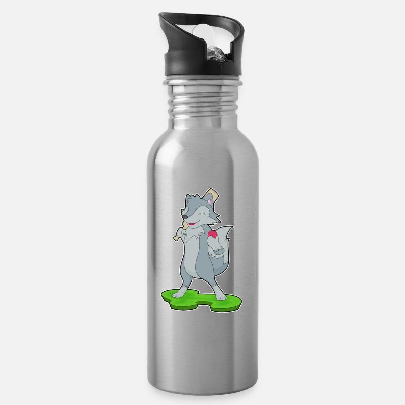 Wolf Cricket Cricketschläger - Trinkflasche mit integriertem Trinkhalm - Lightsilver