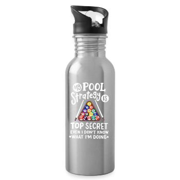 Billardspieler Billard - Trinkflasche mit integriertem Trinkhalm - Lightsilver - Rechts