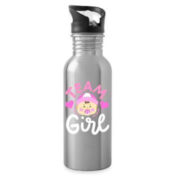 Party zur Bekanntgabe des Geschlechts Team Girl - Trinkflasche mit integriertem Trinkhalm - Lightsilver - Rechts