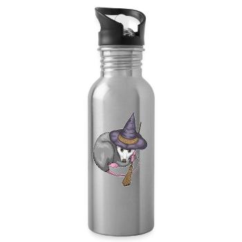 Beutelratte Hexe Besen - Trinkflasche mit integriertem Trinkhalm - Lightsilver - Rechts