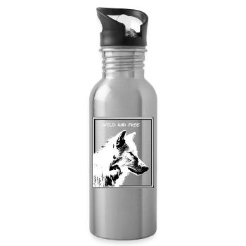Wolf - Trinkflasche mit integriertem Trinkhalm - Lightsilver - Rechts