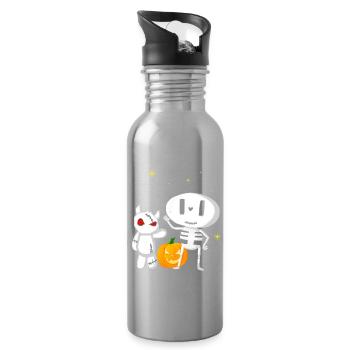 Halloween Society Ghost and Monster - Water bottle with straw - silver - Right