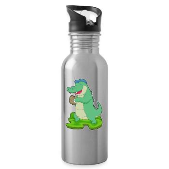 Gant de baseball en crocodile - Gourde avec paille intégrée - argent clair - Droite