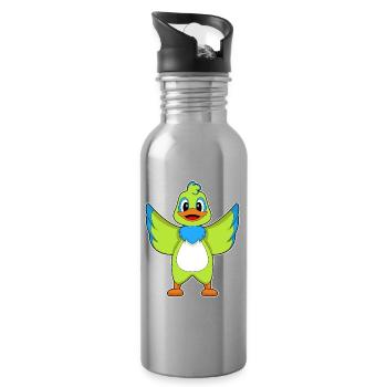 Perroquet canard - Gourde avec paille intégrée - argent clair - Droite