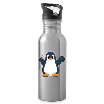 Pinguin Bowling Bowlingkugel Pin - Trinkflasche mit integriertem Trinkhalm - Lightsilver - Rechts