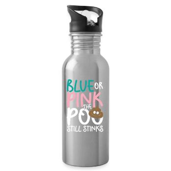 Blue or pink the poo still stinks - Trinkflasche mit integriertem Trinkhalm - Lightsilver - Rechts
