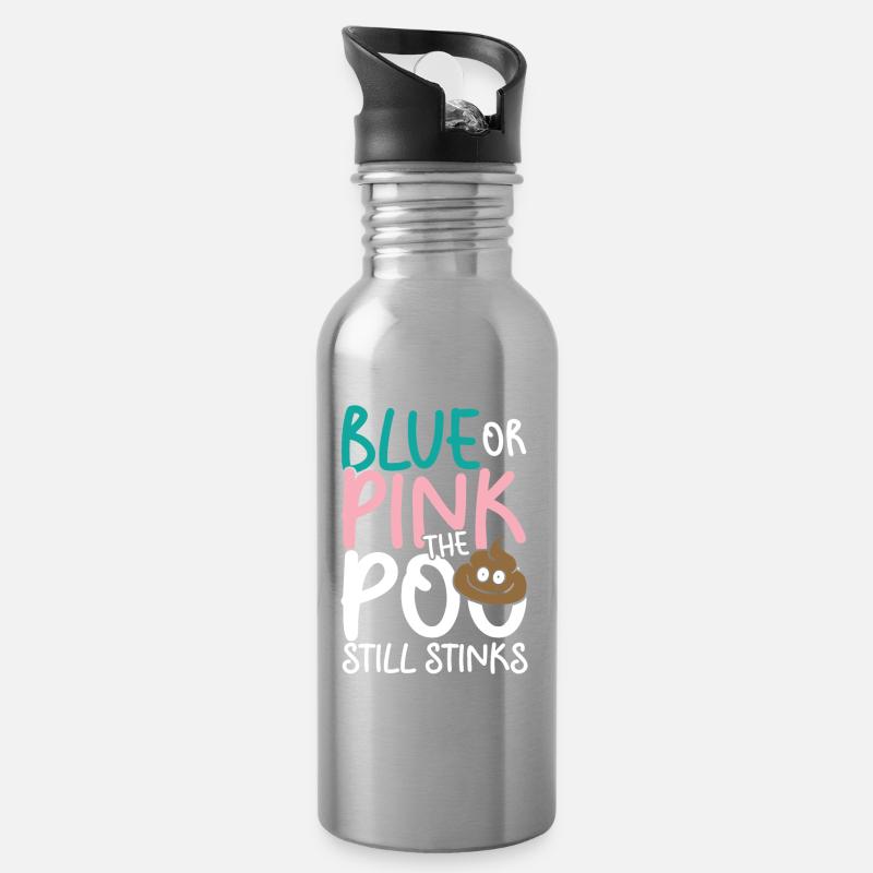 Blue or pink the poo still stinks - Trinkflasche mit integriertem Trinkhalm - Lightsilver