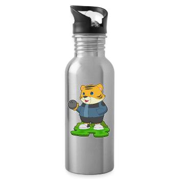 Tiger Bowling Bowling Ball - Water bottle with straw - silver - Right