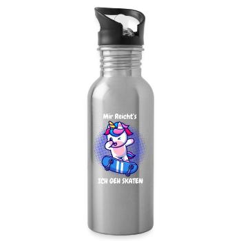 Mir reicht's – Ich geh Skaten - Trinkflasche mit integriertem Trinkhalm - Lightsilver - Rechts