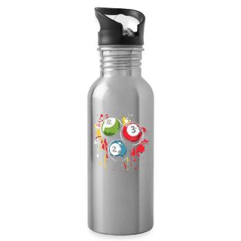 Billardkugeln Streetart - Trinkflasche mit integriertem Trinkhalm - Lightsilver - Rechts