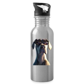 Great Dane Hatz Male Saupacker Great Dane - Water bottle with straw - silver - Right