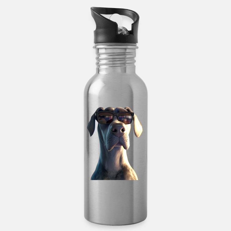 Deutsche Dogge Hatzrüde Saupacker Große Doggen - Trinkflasche mit integriertem Trinkhalm - Lightsilver