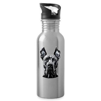 Great Dane Hatz Male Saupacker Great Dane - Water bottle with straw - silver - Right