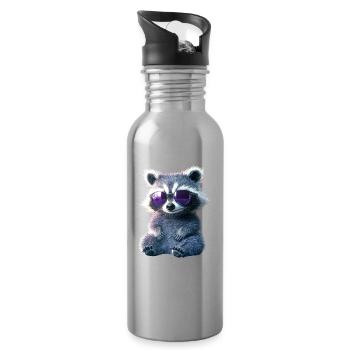raton laveur raton laveur J’adore petit raton laveur mignon - Gourde avec paille intégrée - argent clair - Droite