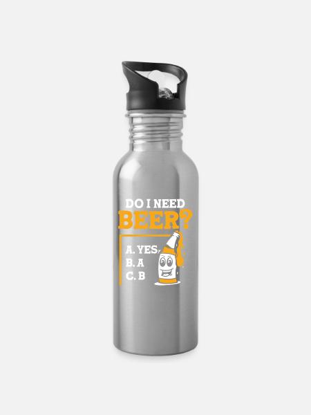 Do I need beer - Trinkflasche mit integriertem Trinkhalm - Lightsilver