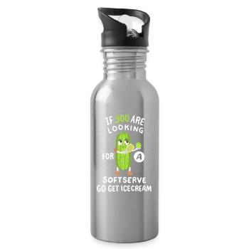 Gurke spielt Pickleball - Trinkflasche mit integriertem Trinkhalm - Lightsilver - Rechts