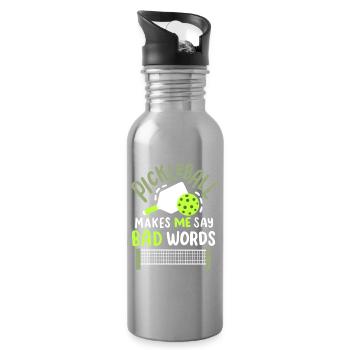 Pickleball-Spieler Paddleball - Trinkflasche mit integriertem Trinkhalm - Lightsilver - Rechts