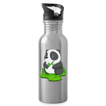 Panda Bambus - Trinkflasche mit integriertem Trinkhalm - Lightsilver - Rechts