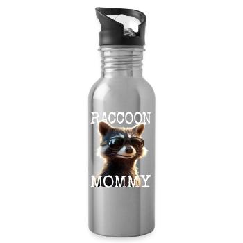 Maman raton laveur Raton laveur Fête des mères Maman raton laveur - Gourde avec paille intégrée - argent clair - Droite