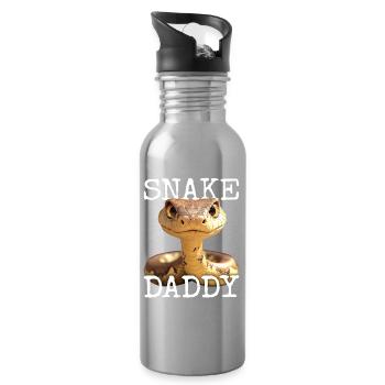 Snake Daddy Dad Snake Father's Day Snakes Dad - Water bottle with straw - silver - Right