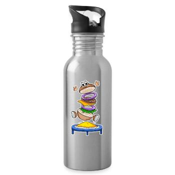 Trampoline Burger Fast Food - Water bottle with straw - silver - Right