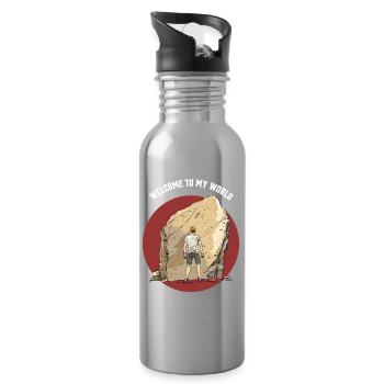 stylisches Boulder T-Shirt Junge beim felsklettern - Trinkflasche mit integriertem Trinkhalm - Lightsilver - Rechts