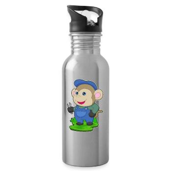 Atelier de Clé à Molette Mécanique Singe - Gourde avec paille intégrée - argent clair - Droite
